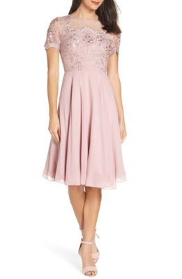 Chi Chi London Embroidered Bodice Party Dress in Mink
