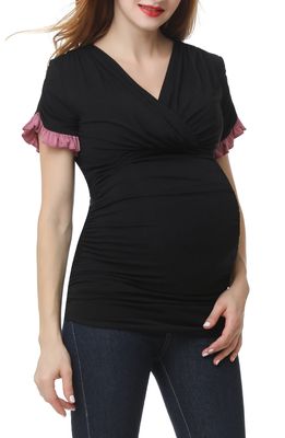 Kimi and Kai Gloria Maternity/Nursing Surplice Top in Black