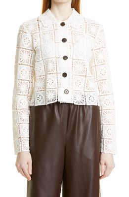 Rebecca Taylor Cotton Lace Jacket in Snow