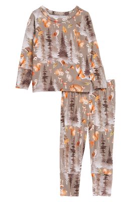 Posh Peanut Parker Fitted Two-Piece Pajamas in Open Brown