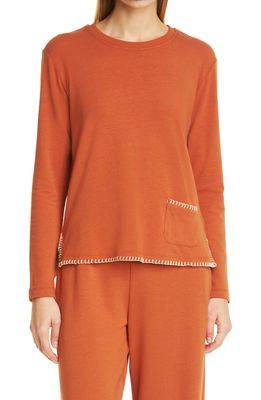 L'AGENCE Christy Contrast Stitch Top in Rust