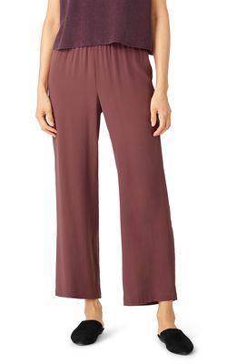 Eileen Fisher Silk Georgette Crepe Ankle Straight Leg Pants in Fig