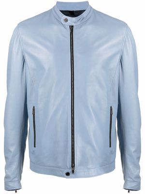 Tagliatore Stanley zip-up leather jacket - Blue