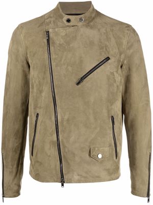 Tagliatore multi-pocket zip-up leather jacket - Green