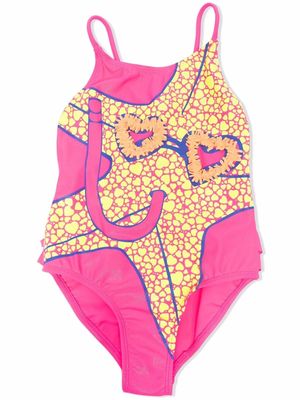 Billieblush graphic-print metallic swimsuit - Pink