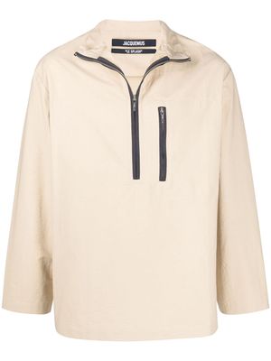 Jacquemus contrast-placket half-zip lightweight jacket - Neutrals