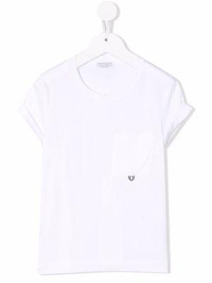 Brunello Cucinelli Kids patch-pocket cotton T-shirt - White