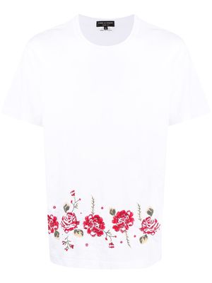 Comme Des Garçons Homme Plus floral embroidered cotton T-shirt - White