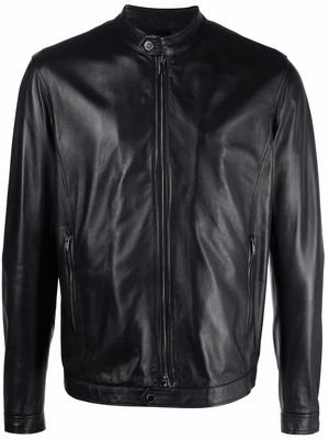 Tagliatore zipped-pockets zip-up leather jacket - Black
