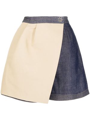Dice Kayek colour-block denim skirt - Brown