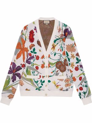 Gucci floral-print cardigan - Neutrals
