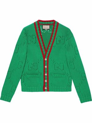 Gucci Web-trim GG intarsia cardigan - Green