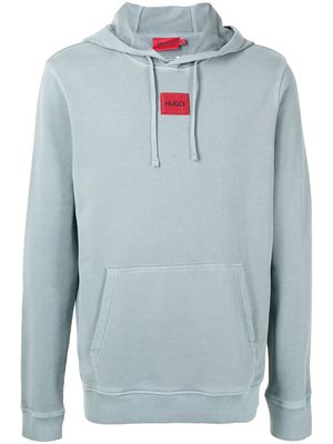 HUGO logo-patch cotton hoodie - Grey