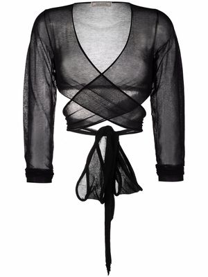 Nina Ricci fine-knit wrapped cardigan - Black