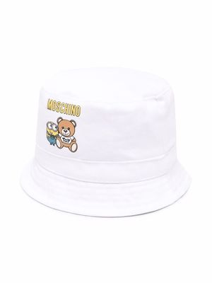 Moschino Kids Teddy Bear motif bucket hat - White