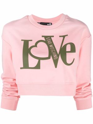 Love Moschino logo-print cropped sweatshirt - Pink