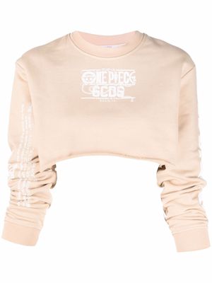 Gcds graphic-print cropped sweatshirt - Neutrals