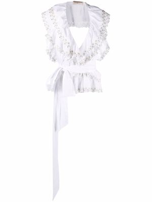Alexandre Vauthier fully-ruffled embellished top - White