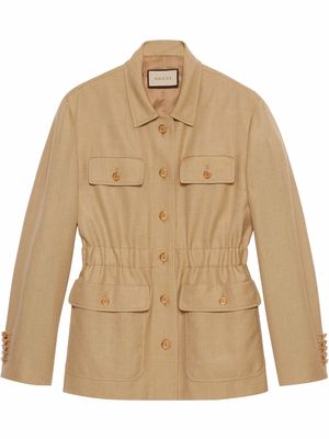 Gucci elasticated-waistband button-up jacket - Neutrals