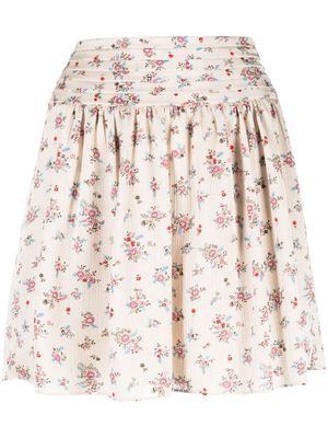 Zadig&Voltaire Javala plissé floral mini skirt - Neutrals