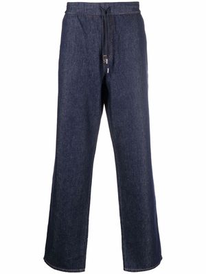 Moncler drawstring straight-leg trousers - Blue
