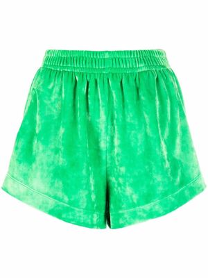 Styland high-waisted velvet shorts - Green