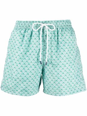 Fedeli shark print swim shorts - Green