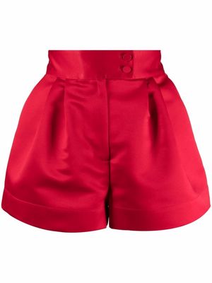Styland high-waisted satin shorts - Red