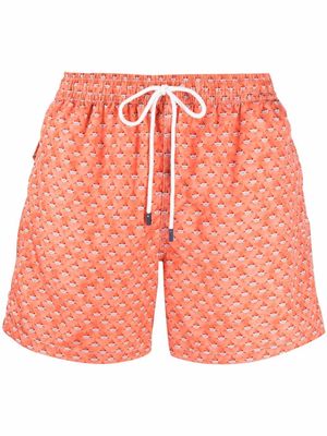 Fedeli shark print swim shorts - Orange