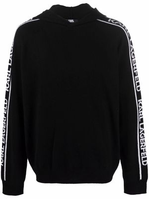 Karl Lagerfeld cashmere logo-trim hoodie - Black