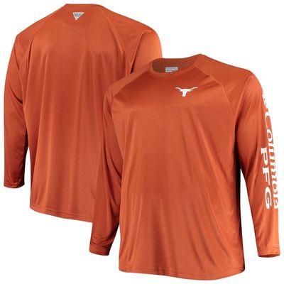 Men's Columbia Texas Orange Texas Longhorns Big & Tall Terminal Tackle Long Sleeve Omni-Shade Raglan T-Shirt