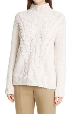 Vince Rising Cable Turtleneck Sweater in Cream