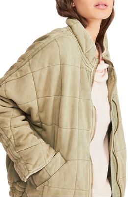 Free People Dolman Sleeve Quilted Jacket in Moss