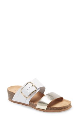 Bos. & Co. Lapo Slide Sandal in White/Gold Leather