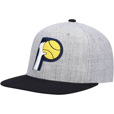 Men's Mitchell & Ness Heathered Gray/Black Indiana Pacers Heathered Underpop Snapback Hat in Heather Gray