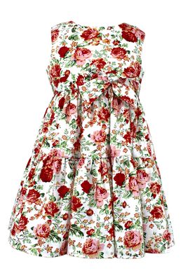 Popatu Kids' Floral Print Bow Dress in Red/White
