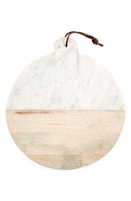 Nordstrom at Home Round Marble & Acacia Wood Serving Board in White