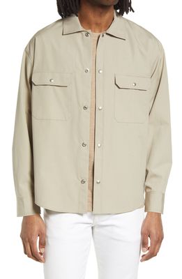 FRAME Cotton Snap-Up Overshirt in Canvas Beige