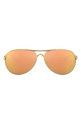Oakley 59mm Polarized Aviator Sunglasses in Polished Gold/Prizm Rose Gold