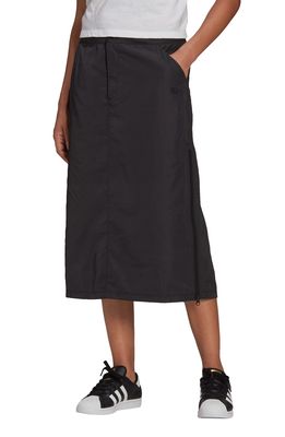 adidas Adicolor Zipper Recycled Polyester Midi Skirt in Black