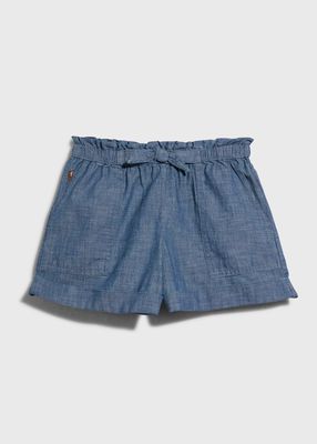 Girl's Cotton Chambray Camp Shorts, Size 7-14
