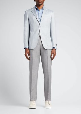 Men's Linen-Blend Crossover Blazer
