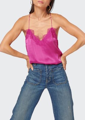 The Racer Silk Charmeuse Camisole w/ Lace