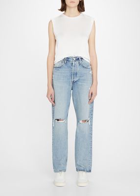 90s Distressed Mid-Rise Jean
