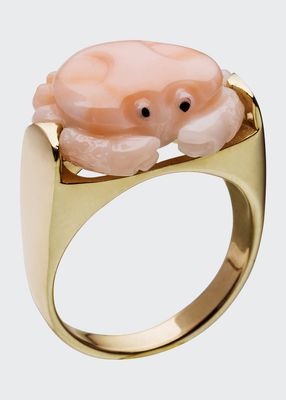 Crab Ring in Pink Coral