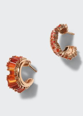 Petite Ruched Hoop Earrings with Fire Opal and 20K Recycled Rose Gold