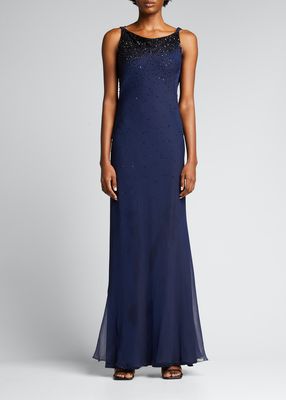 Fayette Drape Embellished Evening Gown