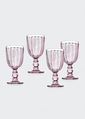 Twill Pink Goblet Glasses, Set of 4