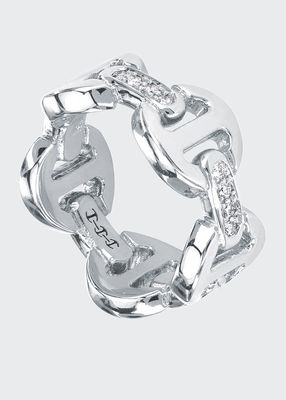 18k White Gold Dame Classic Tri-Link with Diamond Bridges Ring