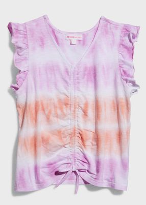 Girl's Tie-Dye Ruched T-Shirt, Size S-XL